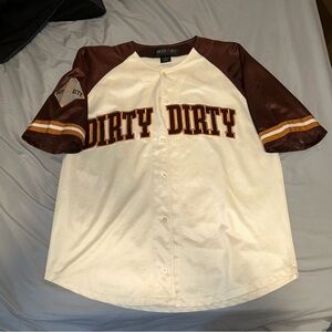 Vintage Streetwear Hip Hop Mens Large Dirty Dirty Spell Out Baseball Jersey